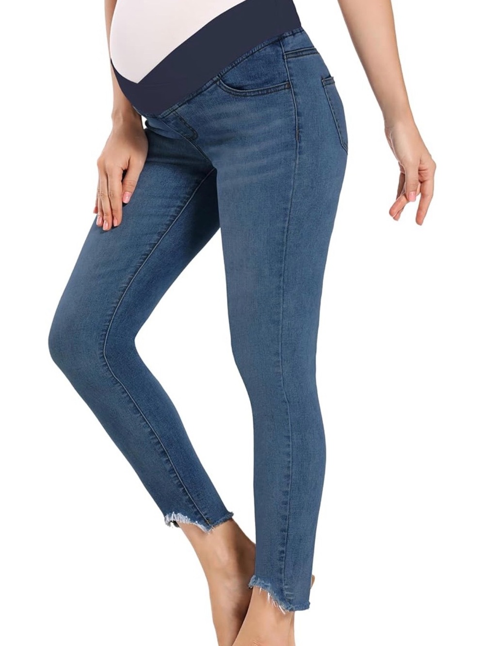 Foucome Maternity Skinny Jeans — Blue Stretch Denim M